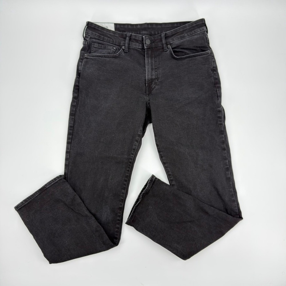 HM Mens Regular Fit Straight Leg Jeans Faded Black 32x30 Cotton Stretch